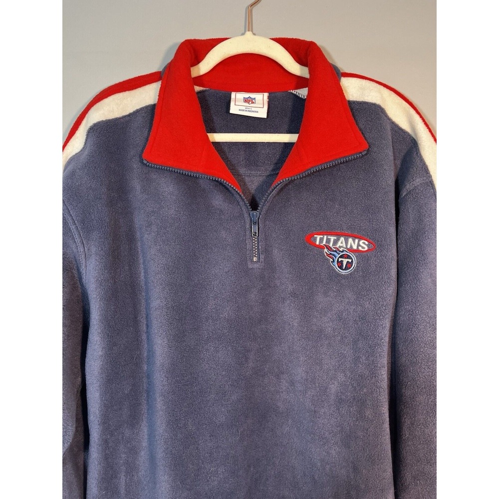 Y2K Tennessee Titans NFL Fleece 1/4 Zip Pullover Mens Large Blue Red Logo